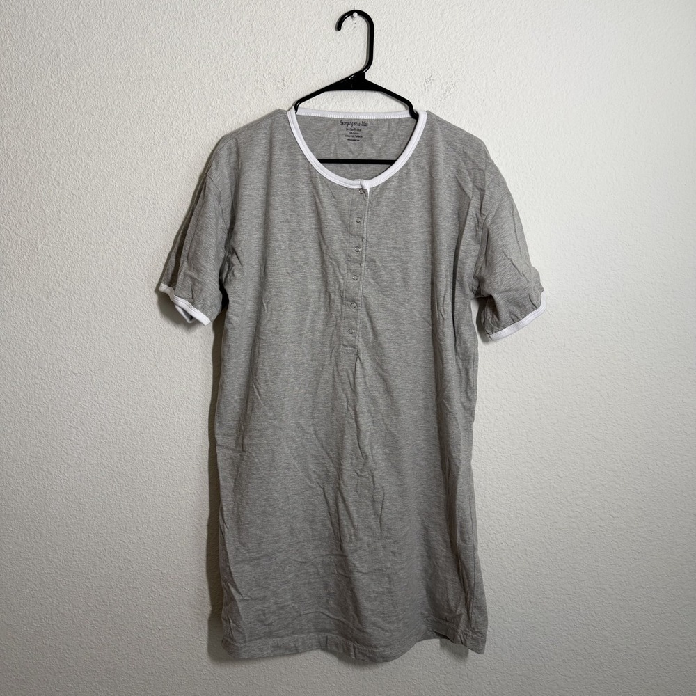 Swinging on a Star Nightshirt Womens One Size Heather Gray Henley Neck Sleepwear